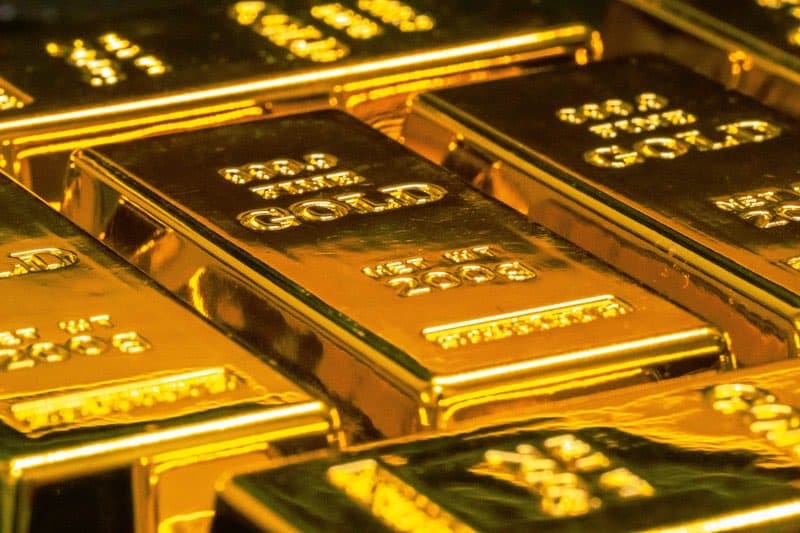 Gold bars stacked